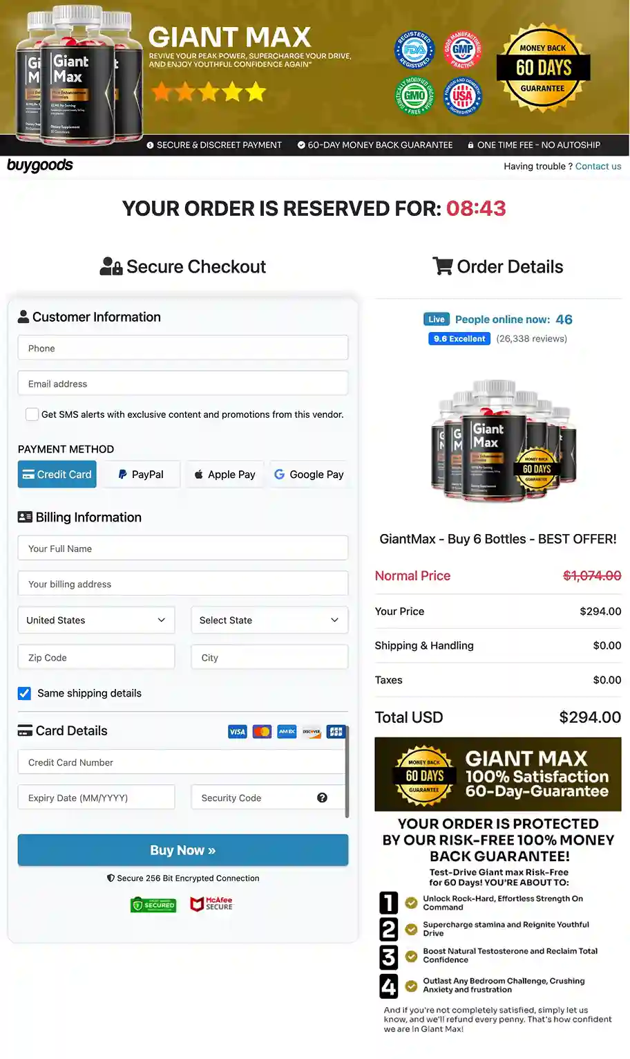 GiantMax Secure Checkout — Visa Mastercard Payment USA